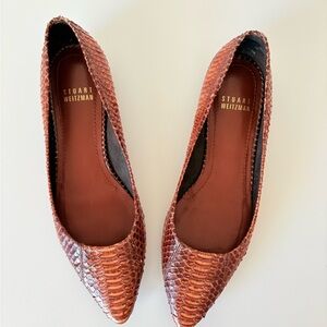 Stuart Weitzman Brown Leather Animal Print Flats - Size 5.5